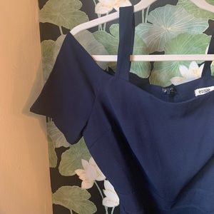 Navy Off the Shoulder Jumpsuit